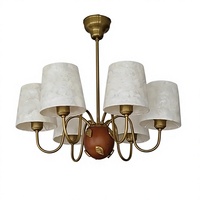 Lustre suspendu finition laiton 6 lumières, lampe de plafond avec douille E27 pour salon et salle à manger
