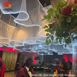 SMOOTH Hotel Banquet Hall Roof Decoration Tulle Mesh <b>LED</b> Drapery <b>Curtain</b> Wedding Ceiling decoration - Product Image 2