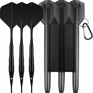 Lot de 3 fléchettes professionnelles à <span class=keywords><strong>pointe</strong></span> souple de 18 g pour enfants, fléchettes de sécurité personnalisables avec étui de transport et 30 points supplémentaires - Product Image 1