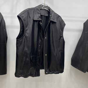 Nouveau Gilet Court Sans Manches en Cuir de Mouton Huilé pour <span class=keywords><strong>Femme</strong></span> 2026 – Veste d'Hiver Ample à Fermeture Éclair - Product Image 1