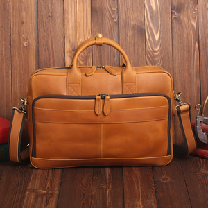 Sac pour <span class=keywords><strong>ordinateur</strong></span> portable <span class=keywords><strong>en</strong></span> <span class=keywords><strong>cuir</strong></span> pleine fleur véritable vintage 15,6 pouces, sac à bandoulière Aslant pour <span class=keywords><strong>homme</strong></span>, usage professionnel, marron clair - Product Image 3