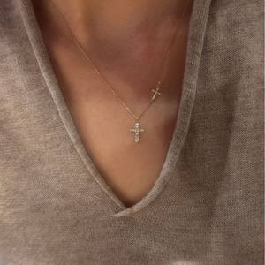 S925 Pure <b>Silver</b> Full Diamond Twin <b>Rose</b> <b>Necklace</b> for Women French Luxury Design High-End Socialite Collarbone Accessory - Product Image 5