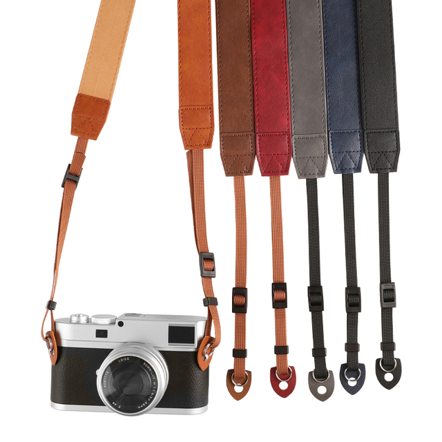 Personalized Laserable Cow Leather DSLR Camera Neck/Shoulder Strap Customized Color Comfortable Fit Lightweight Private Mold
