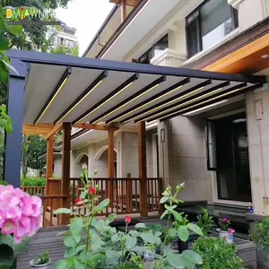 Gemotoriseerde Led Verlichting Pvc Intrekbare Pergola Luifel Pergola Dak Luifel Buiten