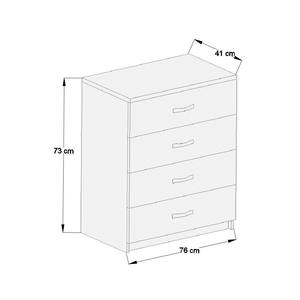 Cómoda Moderna Blanca de 4 Cajones, Mesa de Noche de Estilo Escandinavo y Francés, Mueble de Almacenamiento para Dormitorio Hecho de MDF, Cuero y Metal - Product Image 3