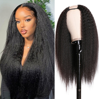 Perruques U-Part HD en gros, 100% cheveux humains vierges brésiliens, bouclés afro crépus, sans colle, fabriquées à la machine, densité personnalisable