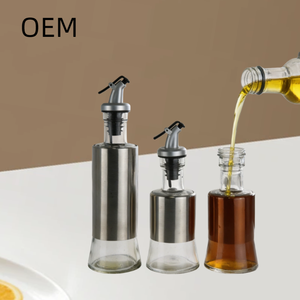 Bouteille à huile en verre <span class=keywords><strong>de</strong></span> haute qualité avec bec verseur en acier inoxydable pour huile d'olive, <span class=keywords><strong>vinaigre</strong></span>, sauce soja - Product Image 1