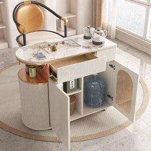<b>Portable</b> Tea Cart With Storage And Glass Door For Living Room Or Balcony Use - Product Image 4