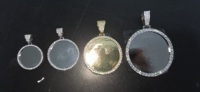 Pendentif photo personnalisé 68 mm en gros, plaqué or 18 carats et argent, pour bijoux Icy, collier souvenir avec logo, pendentif de Noël