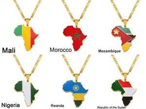 Collar con Colgante de <span class=keywords><strong>Mapa</strong></span> de África Chapado en Oro de 18K con Banderas de Países: Camerún, Angola, Kenia, <span class=keywords><strong>Congo</strong></span>, Gambia, Costa de Marfil - Product Image 6