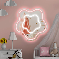Miroir LED USB à intensité variable en forme de fleur pour filles et adolescentes, lumière néon pour chambre à coucher, salon et décoration de fête