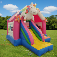 Château Gonflable Géant Thème Licorne Écologique pour Enfants avec Toboggan et Trampoline – Idéal pour l'Export