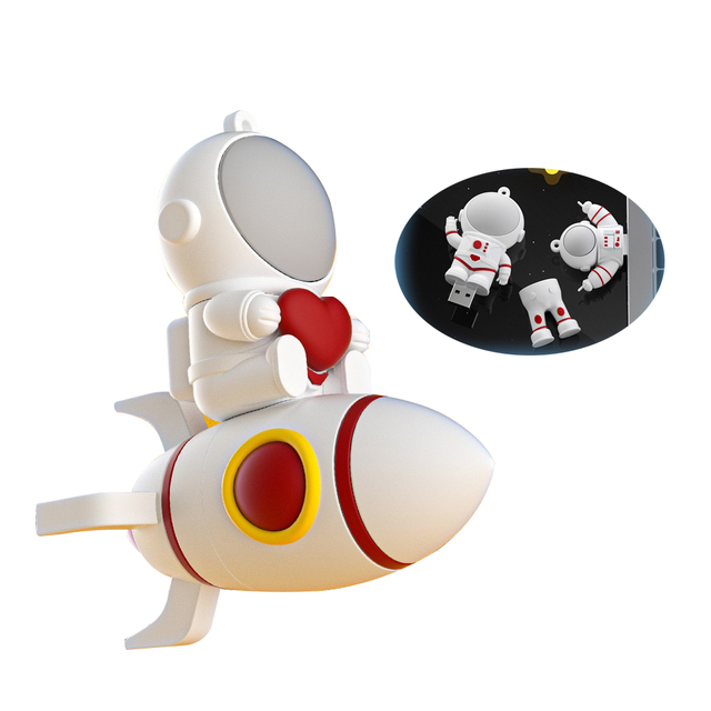 PVC Cartoon Spaceman 2.0 4GB 8GB 16GB 32GB USB Flash Drive Custom Logo 3.0 64GB 128GB Rocket USB Stick 2GB Pen Drive Pendrive