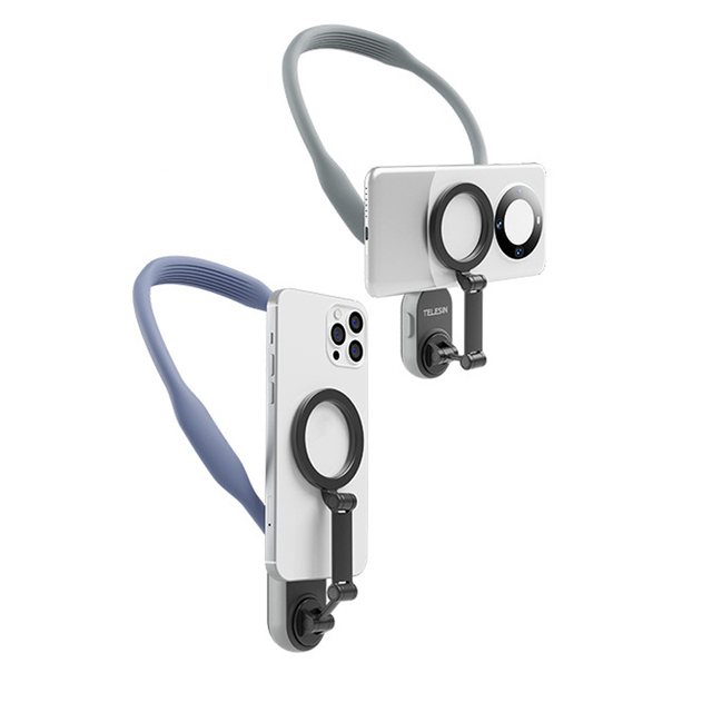 New Silicone Magnetic Neck Phone Mount Universal Handsfree POV Vlog Video Recording Magnetic Neck Phone Holder for iPhone 15
