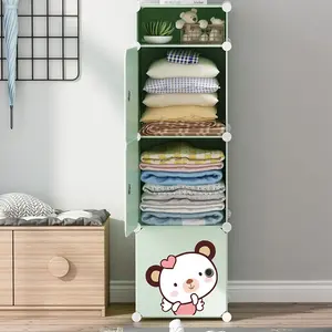 Armoire en tissu plastique pour enfants, garde-robe à assembler, organisateur de placard Portable, bon marché, rangement pour bébé, promo