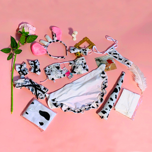 Nuevo Disfraz de Cosplay de Vaquita Sirvienta Tankini Bikini Traje de Baño para Chicas de Anime Ropa de Lolita Conjunto de Brasier y Panty con Medias - Product Image 5