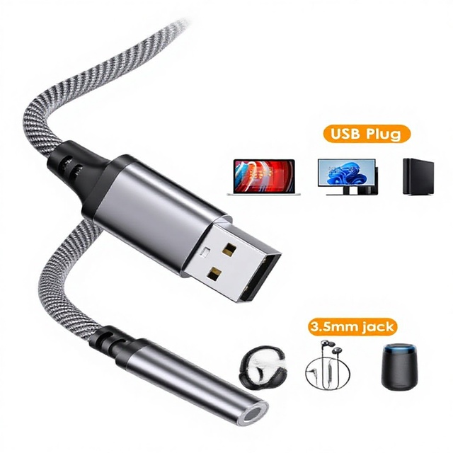 3.5mm Jack Female USB External Sound Card Audio Adapter Headphone Micphone Sound Adapter USB to 3.5mm Audio Cable