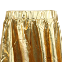 Jupe de performance dorée brillante pour enfants, taille élastique large, doublure jaune anti-transparence, mini-jupe évasée pour filles, idéale pour les fêtes et la scène