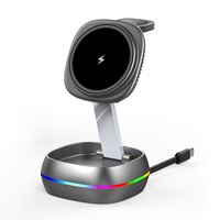 JEDI Nouveau design de chargeur sans fil magnétique LED 3 en 1, support pliable mini 15W, station de charge rapide de bureau avec câble