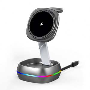 <span class=keywords><strong>Cargador</strong></span> Inalámbrico Magnético 3 en 1 <span class=keywords><strong>con</strong></span> Luz LED de Nuevo Diseño JEDI, Soporte Plegable Mini de 15 W, Estación de Carga Rápida de Escritorio <span class=keywords><strong>con</strong></span> Cable - Product Image 1