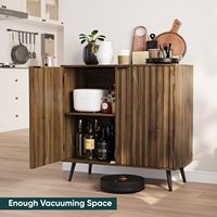 Buffet en bois avec portes cannelées, pieds métalliques, étagère réglable, table d'appoint moderne pour salon et salle à manger