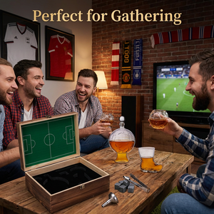 Ensemble de carafe à whisky et à <span class=keywords><strong>vin</strong></span> en forme de ballon de football avec 2 verres, design moderne soufflé à la main, capacité de 26 oz, cadeau durable pour les hommes amateurs de sport - Product Image 3