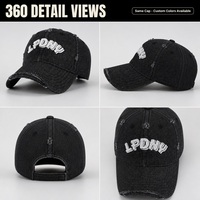 Casquette de baseball en jean personnalisée, broderie 3D, effet déchiré, 6 panneaux, visière incurvée, unisexe, streetwear, chapeau d'extérieur