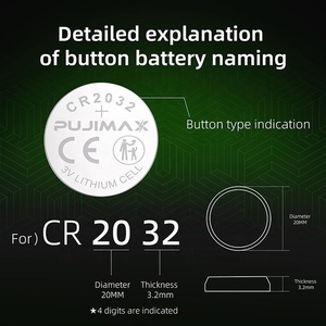 Bateria de Lítio PUJIMAX para Relógio, Tipo Botão, 3V CR 2032, Bateria de Moeda CR2032 para Balança Eletrônica e Controlador de Casa Inteligente - Product Image 5