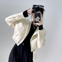 Blouson Moto Premium Blanc pour Femme en Similicuir PU – Manteau Personnalisé pour l'Automne et les Voyages