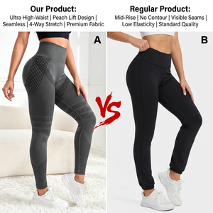 Leggings <span class=keywords><strong>de</strong></span> yoga en nylon et élasthanne pour femme, effet push-up, avec lignes <span class=keywords><strong>de</strong></span> contour, sans coutures, pour la gym et l'entraînement fitness - Product Image 3