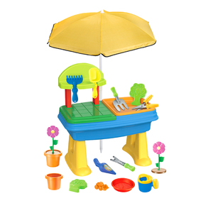 Table d'été 2 en 1 pour enfants, pour les activités de plage et de <span class=keywords><strong>sable</strong></span>, <span class=keywords><strong>bac</strong></span> à <span class=keywords><strong>sable</strong></span> en plastique avec parasol, table à <span class=keywords><strong>eau</strong></span> et à <span class=keywords><strong>sable</strong></span> - Product Image 1