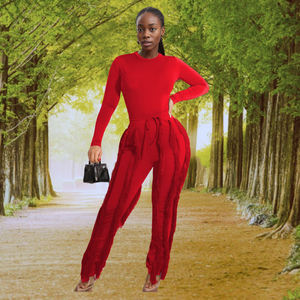 Conjunto de Pantalones de Dos Piezas con Borlas de Color Sólido y Manga Larga Casual, Venta al por Mayor de Fábrica 2026 - Product Image 4