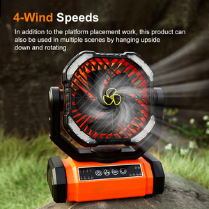 Ventilateur de camping portable avec lumière, 10000 mAh, rechargeable par USB, avec lampe de poche, utilisation en extérieur, design pliable - Product Image 2