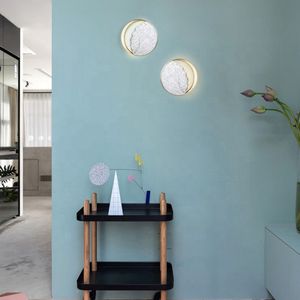 New Style Flush Hotel Mount Fixtures Design Sense Light Modern Natural Round Marble Led <b>Wall</b> <b>Lamp</b> Gold Met - Product Image 4