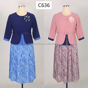 Ensemble de tenues de cérémonie bleues respirantes, longueur genou, avec ceinture, pour femmes grandes tailles - Product Image 2