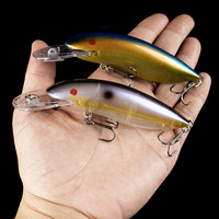 Umpan Pancing Buatan Minnow Mengambang 10.5cm 13g Crank ABS, Kail Treble Nikel Hitam, Dilengkapi Bead, Umpan Casting
