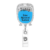 Porte-badge d'infirmière en acrylique pailleté, avec clip crocodile rétractable et rotatif, boucle d'identification élastique, broche personnalisée