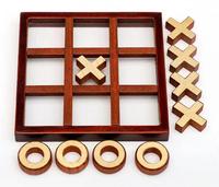 Jouets montessori en bois, classique Tic-Tac-Toe Puzzle Jeu de société Noughts and Crosses Jeu Meilleur pour les enfants Casse-tête Puzzle
