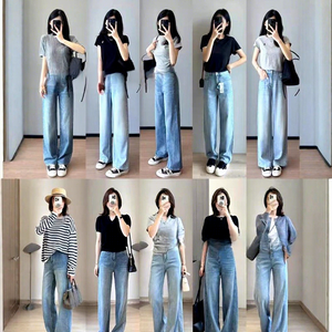 <span class=keywords><strong>Jean</strong></span> en denim taille haute tendance 2026 <span class=keywords><strong>pour</strong></span> <span class=keywords><strong>femme</strong></span>, coupe <span class=keywords><strong>large</strong></span>, délavage vintage, extensible, idéal <span class=keywords><strong>pour</strong></span> le quotidien, le bureau, les sorties et les vacances - Product Image 4