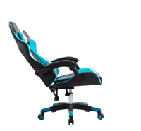 Chaise de jeu ergonomique en cuir PU à dossier haut et assise épaisse, style course, pivotante et réglable en hauteur pour joueurs sur PC