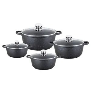8pcs Die-casting Aluminum non-stick Cookware Set/sauce pot/saucepan/frypan/double grill pan