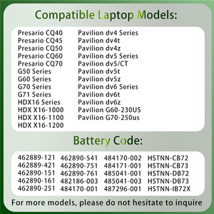 Batería para Portátil EV06 DV4 para HP <span class=keywords><strong>Compaq</strong></span> Presario CQ40 CQ45 CQ50 CQ60 CQ70 G50 G60 G61 G70 G71 HDX16 HDX16t DV4 DV5 DV6 Series - Product Image 2