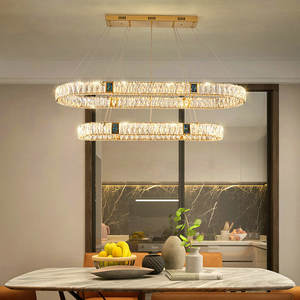 Candelabro de cristal posmoderno para comedor <span class=keywords><strong>y</strong></span> cocina, iluminación de isla, lámpara colgante Rectangular de tamaño medio - Product Image 3
