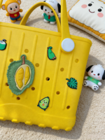 Luxe strandtas met kettingriem voor dames - EVA-materiaal, fruit-cartoonprint, echt lederen voering, open bovenkant en wasbaar