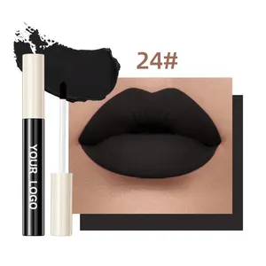 Custom 24 cores lip gloss oem maquiagem impermeável hidratante preto branco lábio esmalte private label