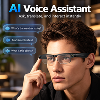Lunettes Intelligentes IA Demi-Monture avec Caméra 8MP, Photos 32MP, Vidéo 1200P, Bluetooth 5.4, WiFi, Traduction, Reconnaissance d'Objets, Audio à Oreille Ouverte, IP65