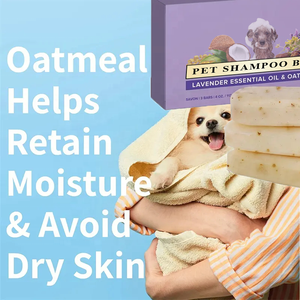 Barra de champú natural para mascotas, lavanda y avena, calmante, antipicazón, hidratante, limpiador suave para perros y gatos, jabón de aseo - Product Image 3