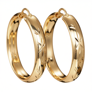 Gold Flower <b>Hoop</b> <b>Earrings</b> For Women Classic Everyday Wear Jewelry <b>Fine</b> <b>Earrings</b> 18K Gold Plated Style - Product Image 1