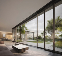 Porte coulissante en aluminium à rupture de pont thermique au design élégant, fiche technique des couleurs pour villa vue mer et maison en bord de mer