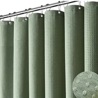 Rideau de douche classique en tissu gaufré 100% polyester avec 12 œillets métalliques antirouille, imperméable, anti-moisissure, séparation zones sèche et humide